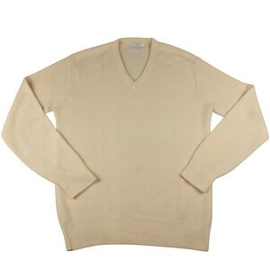 Vintage Christian Dior V Neck Sweater Mens Large Cream Orlon Acrylic Made in USA